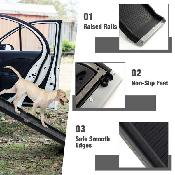 160cm Folding Pet Ramp with Non-slip Surface for Car & Bed