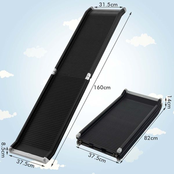 160cm Folding Pet Ramp with Non-slip Surface for Car & Bed