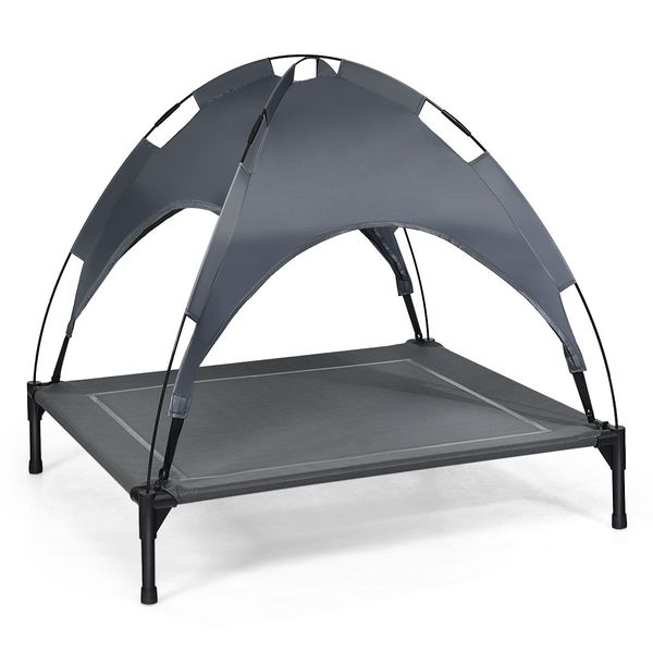 Elevated Pet Cot with Detachable Canopy Shade & Sturdy Steel Frame