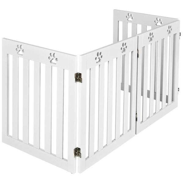 Wooden Freestanding Pet Gate with 360 degree Flexible Hinges for Home & Stairs & Doorway