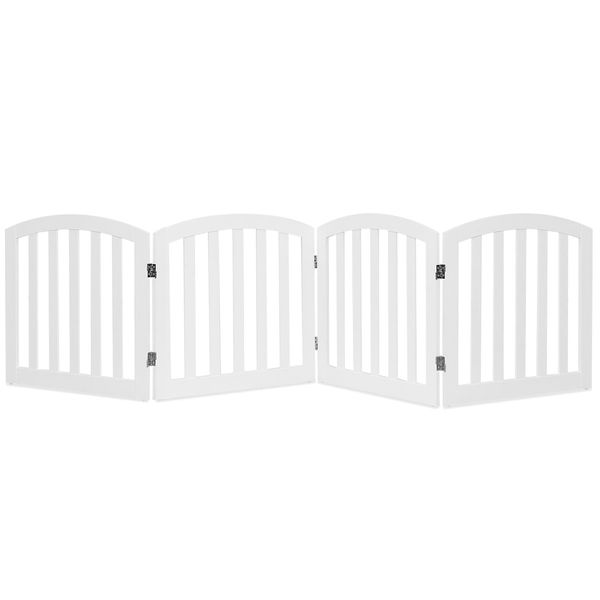 4-Panel Folding Wooden Dog Gate with Anti-Scratch Pads