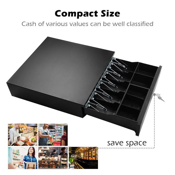 Cash Register Drawer with 3 Removable Coin Trays