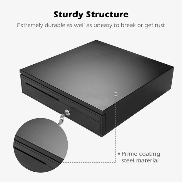 Cash Register Drawer with 3 Removable Coin Trays