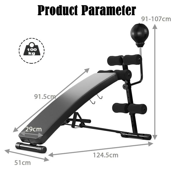 Adjustable Sit Up Bench with Speed Ball and Stainless Support Frame for Exercise