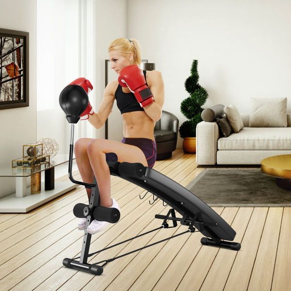 Adjustable Sit Up Bench with Speed Ball and Stainless Support Frame for Exercise