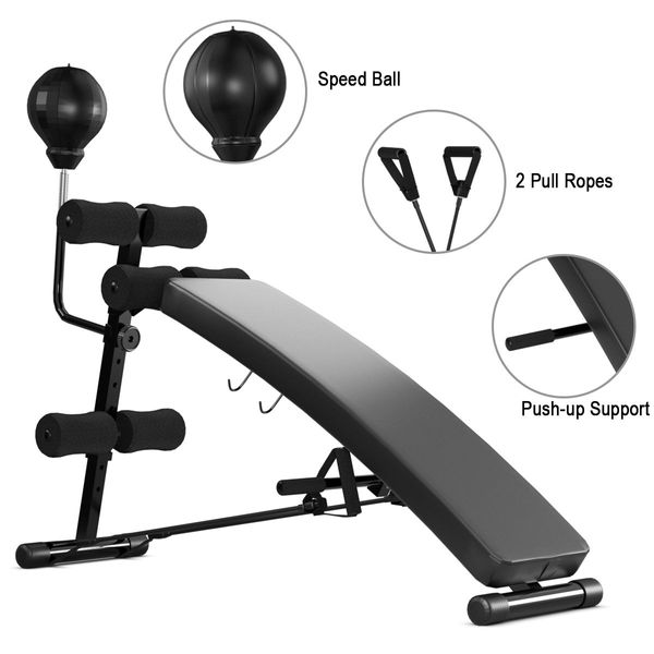 Adjustable Sit Up Bench with Speed Ball and Stainless Support Frame for Exercise