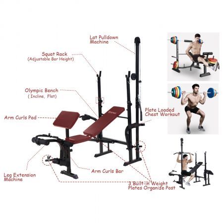 Multifunctional Weight Lifting Bench with Adjustable Height for Exercise