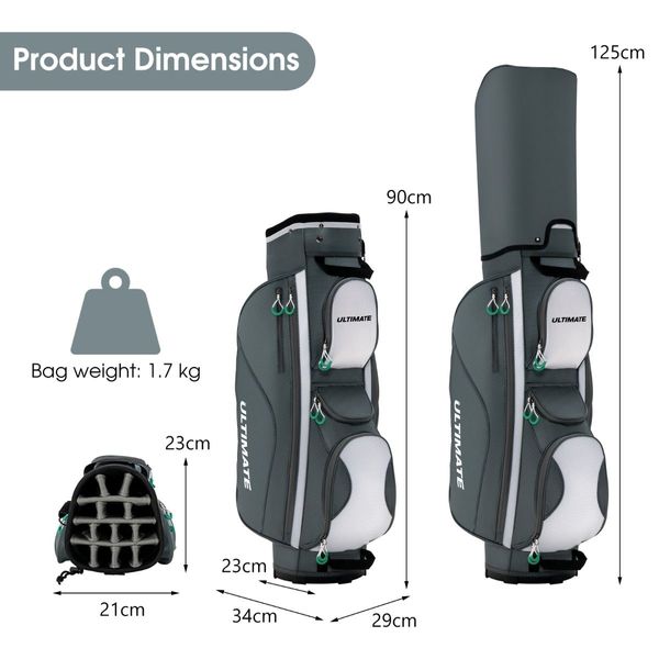 Golf Cart Bag with 14 Dividers for Outdoor Use