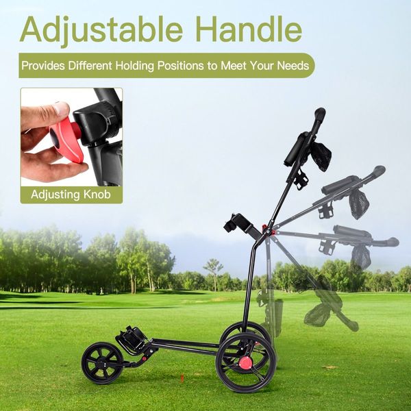 3 Wheels Folding Golf Push Cart for Outdoor Use