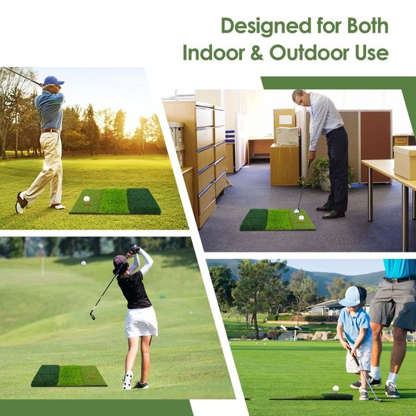 3-in-1 Golf Hitting Mat with Realistic Synthetic Turf for Indoor and Outdoor Golf Practice