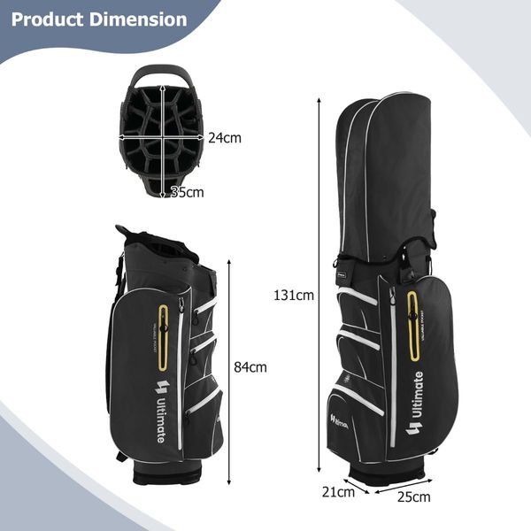 Golf Cart Bag with 15 Way Top Dividers Including Individual Putter Well