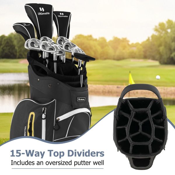 Golf Cart Bag with 15 Way Top Dividers Including Individual Putter Well