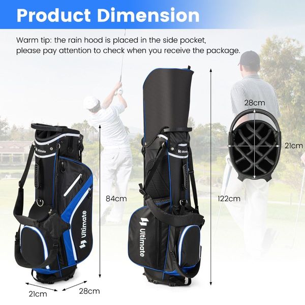 Golf Stand Bag with 14 Way Top Dividers & 6 Pockets & Cooler Bag