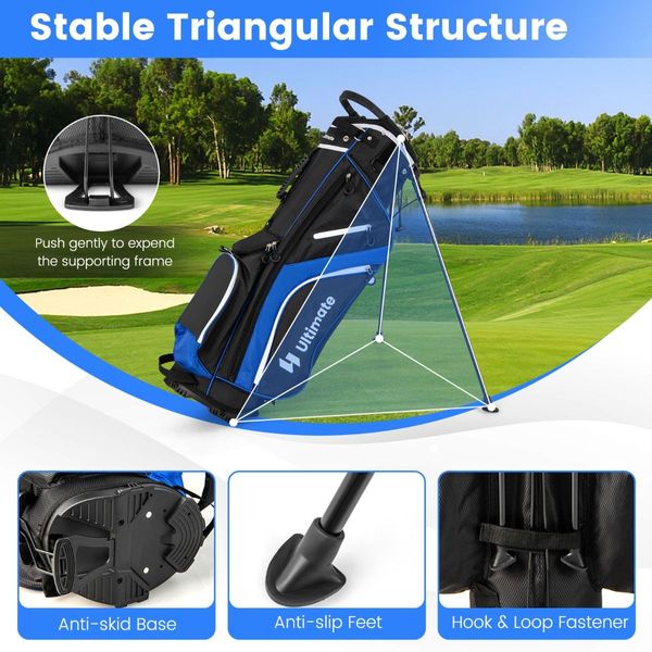 Golf Stand Bag with 14 Way Top Dividers & 6 Pockets & Cooler Bag