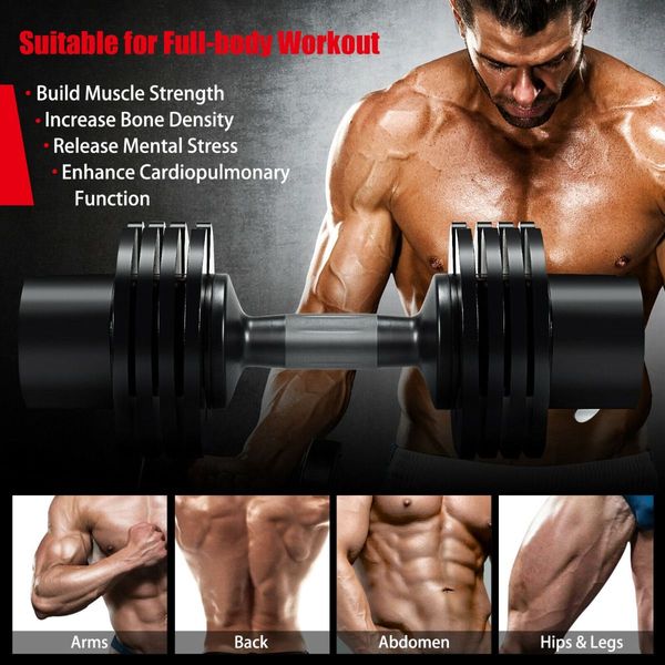 5-in-1 Adjustable Dumbbell with Tray and Non-slip Metal Handle