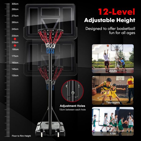 Height Adjustable Basketball Hoop for Youth & Adults