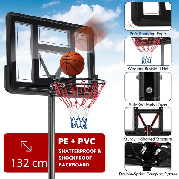 Height Adjustable Basketball Hoop for Youth & Adults