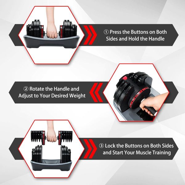 Adjustable Single Dumbbell Set with 18 Weights for Strength Training