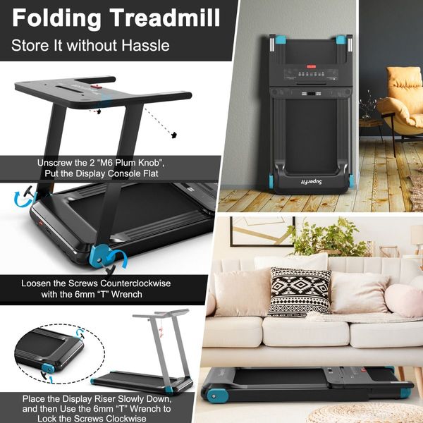 Folding Electric Treadmill with 12 Preset Programs & App Control for Home