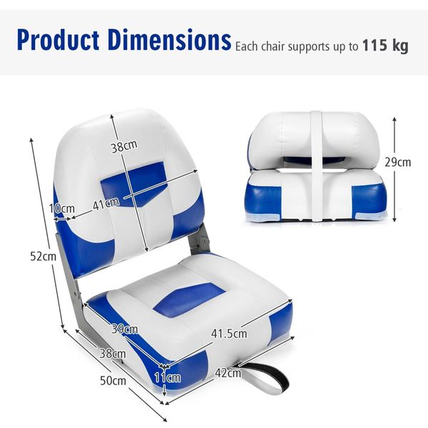 Set of 2 Deluxe Folding Boat Seats for Fishing Boats & Yachts