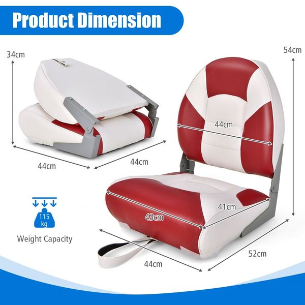 Folding Boat Seats with Thickened High-density Sponge Padding