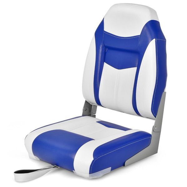 High Back Folding Boat Seat with Sponge Cushion & Flexible Hinges