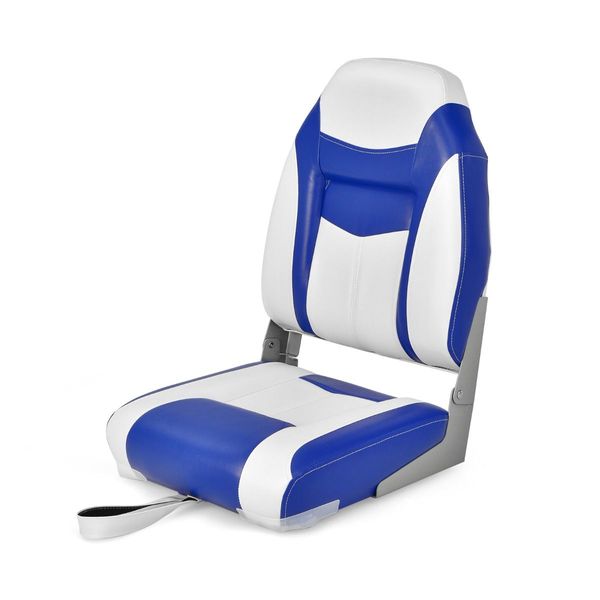 High Back Folding Boat Seat with Sponge Cushion & Flexible Hinges