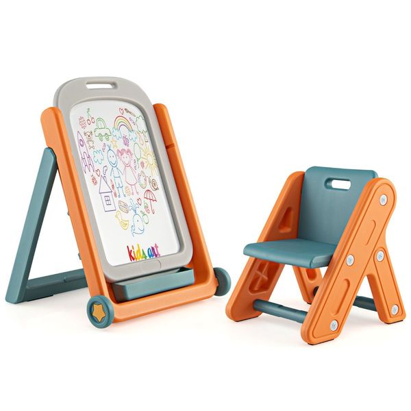 Art Easel with Height Adjustable Magnetic Whiteboard  for Toddlers