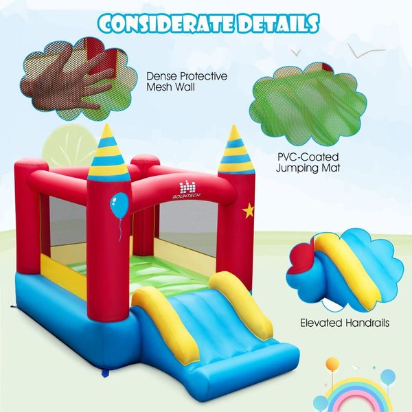 2-in-1 Inflatable Bounce House with Slide & Carrying Bag (without Blower)