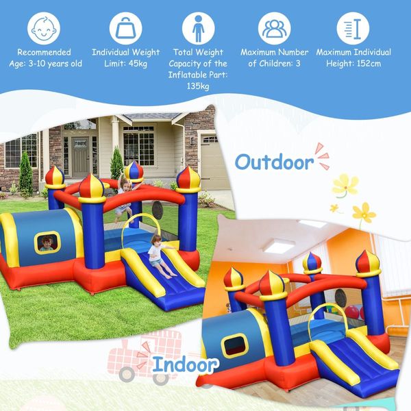 5 in 1 Inflatable Jumping Castle with Slide for Kids without Blower