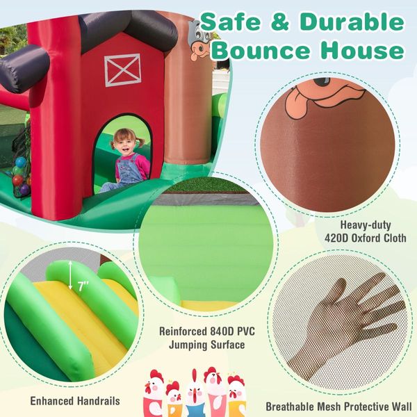 Inflatable Bounce House with Double Slides for Outdoor Use without Blower