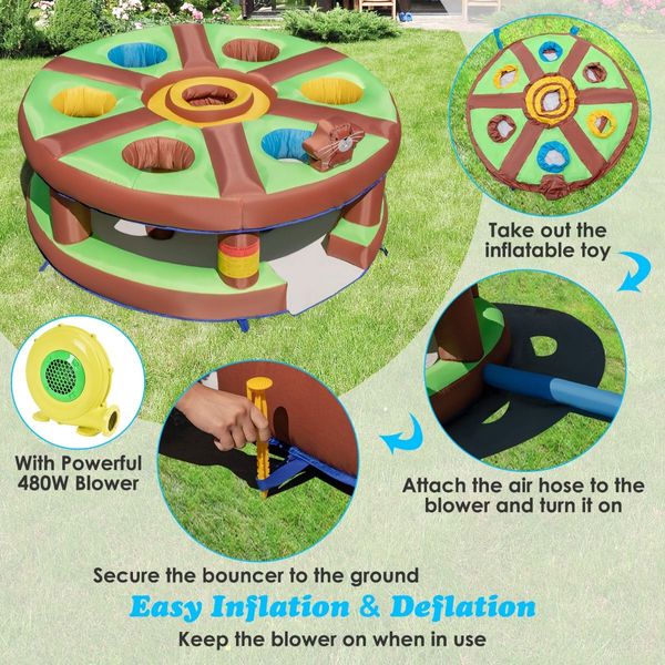 Inflatable Human Whack a Mole with 480W Blower for Kids Aged 3+