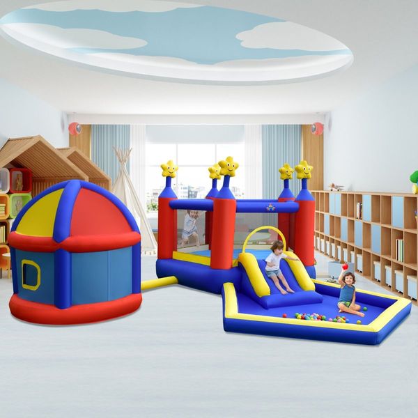 Kids Inflatable Bouncy House with Double Basketball Hoops (without Blower)