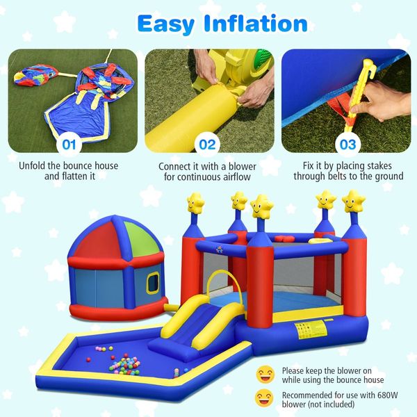 Kids Inflatable Bouncy House with Double Basketball Hoops (without Blower)