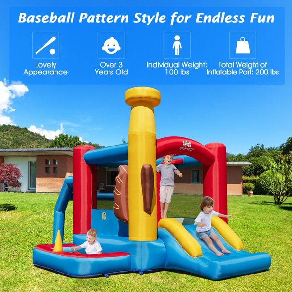 Kids Baseball Themed Jumping House with 50 Ocean Balls & 680W Blower