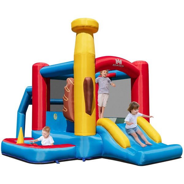 Kids Baseball Themed Jumping House with 50 Ocean Balls & 680W Blower