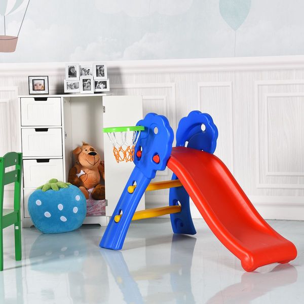 2 Step Children Folding Slide with Basketball Hoop