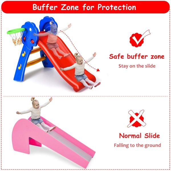 2 Step Children Folding Slide with Basketball Hoop