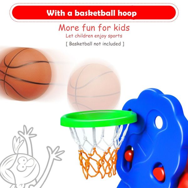 2 Step Children Folding Slide with Basketball Hoop