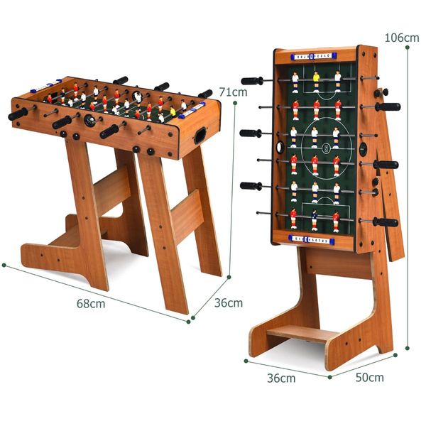 Folding Foosball Table with 2 Footballs for Game Room & Arcades