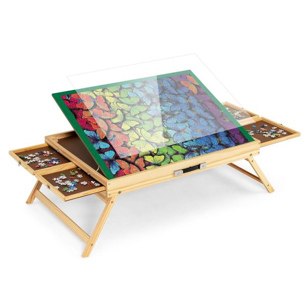 1000 Pieces Portable Puzzle Table with Anti-slip Felt for Teens & Adults