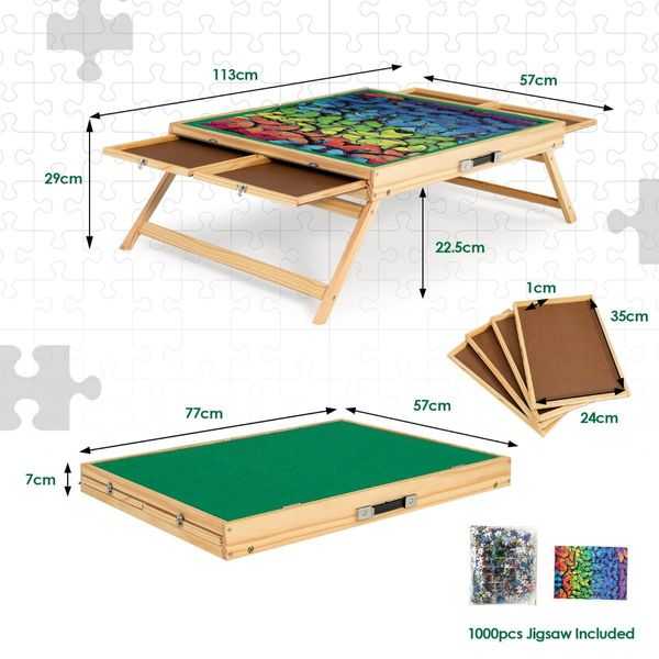 1000 Pieces Portable Puzzle Table with Anti-slip Felt for Teens & Adults