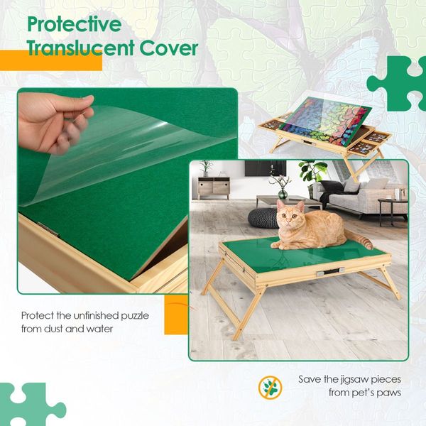 1000 Pieces Portable Puzzle Table with Anti-slip Felt for Teens & Adults