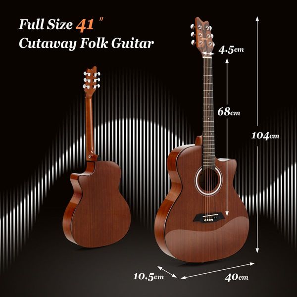 104 cm Cutaway Folk Standard Full Size 6 String Guitar for Beginner, Adults