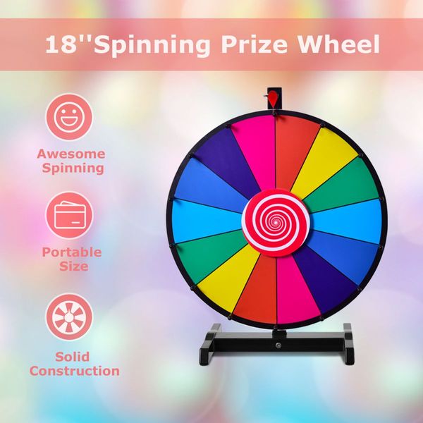 18" Tabletop Spinning Prize Wheel With Solid Metal Base for Party