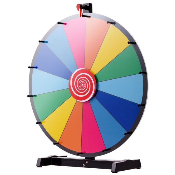 24 inchesTable Prize Wheel with 14 Slots & Dry Erase Markers & Eraser