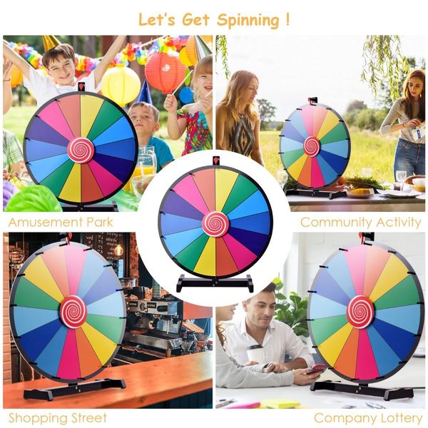 24 inchesTable Prize Wheel with 14 Slots & Dry Erase Markers & Eraser