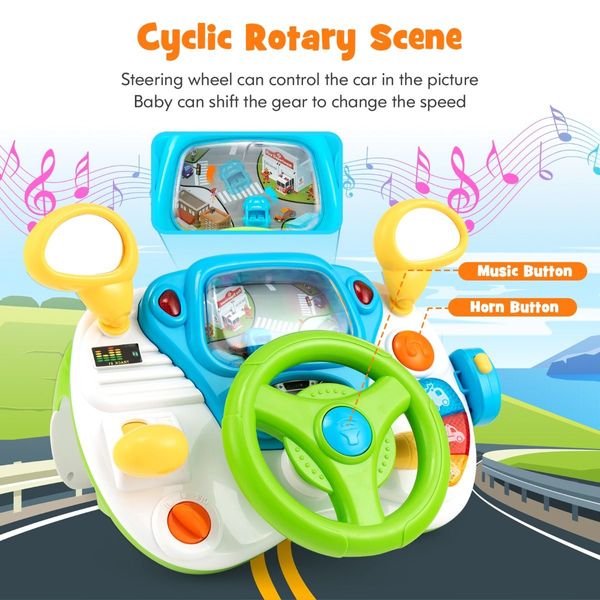 Kids Steering Wheel Simulated Driving Toy Set with Lights & Sounds