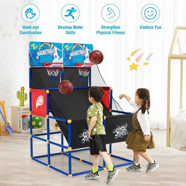 Kids Basketball Hoop Arcade Game with 2 Shatterproof Backboards for Boys and Girls