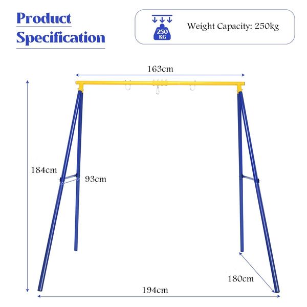 Extra Large A-Frame Steel Swing Stand with Ground Stakes for Indoor and Outdoor